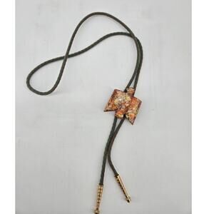 Fused Glass Dichroac Southwestern Phoenix Bird Bolo Tie